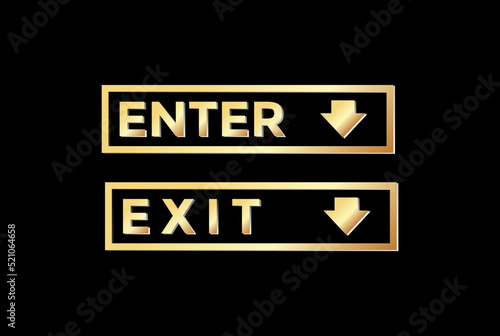 Golden Enter and Exit Sign Symbol Mark Illustration Vector