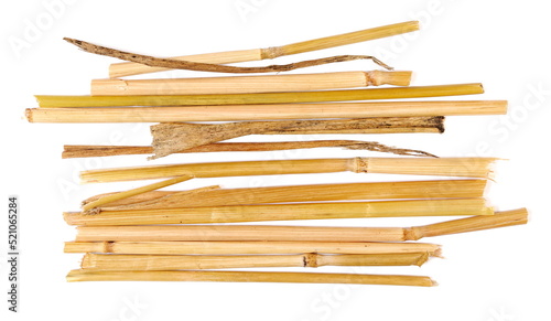 Group straw isolated on white background and texture, top view