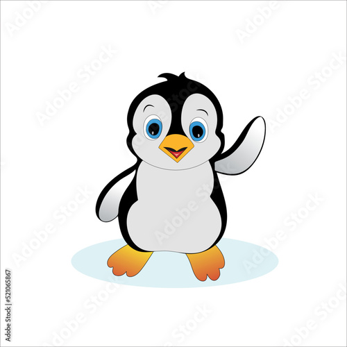 
Cute cartoon penguin vector illustration isolated on white background