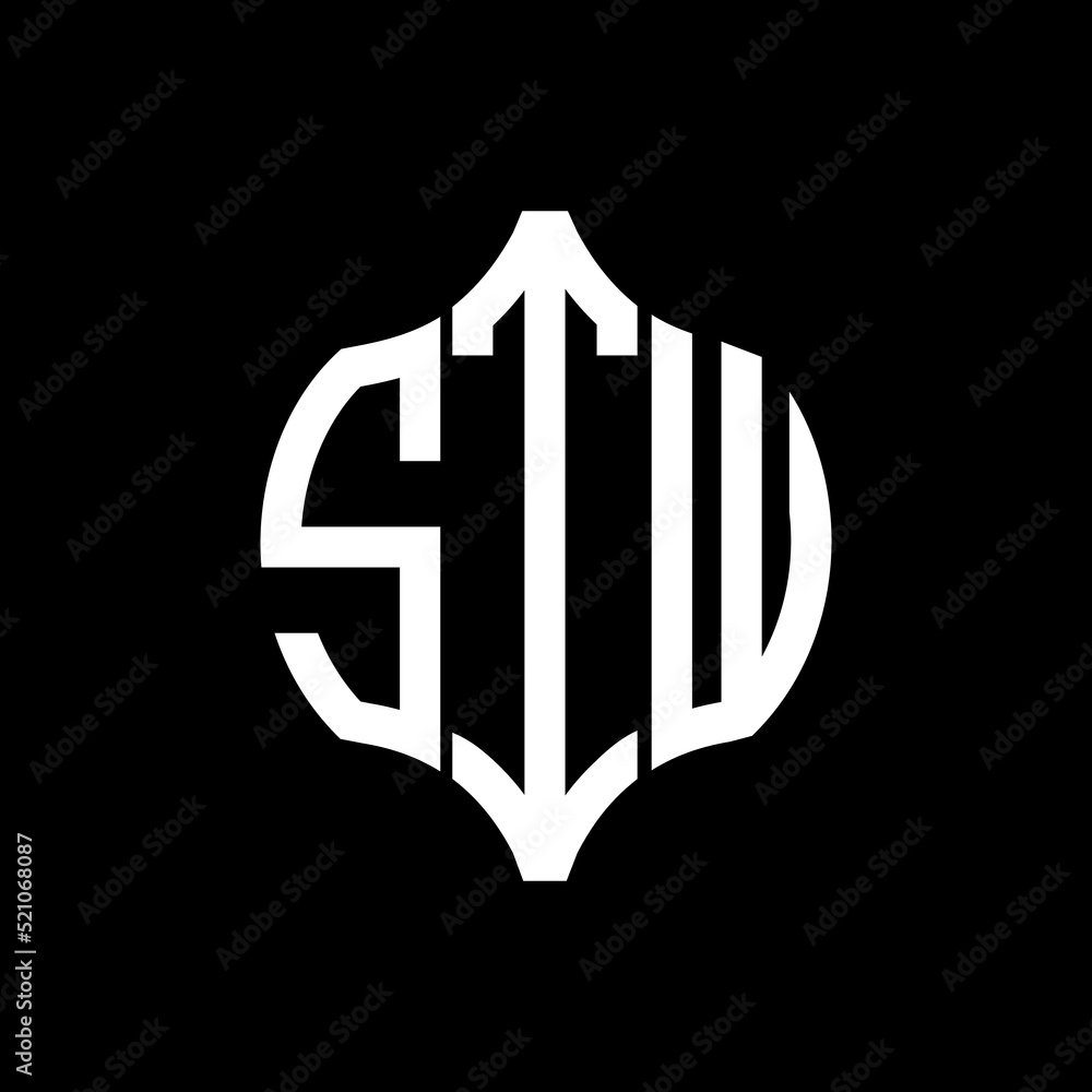STW letter logo. STW best black background vector image. STW Monogram