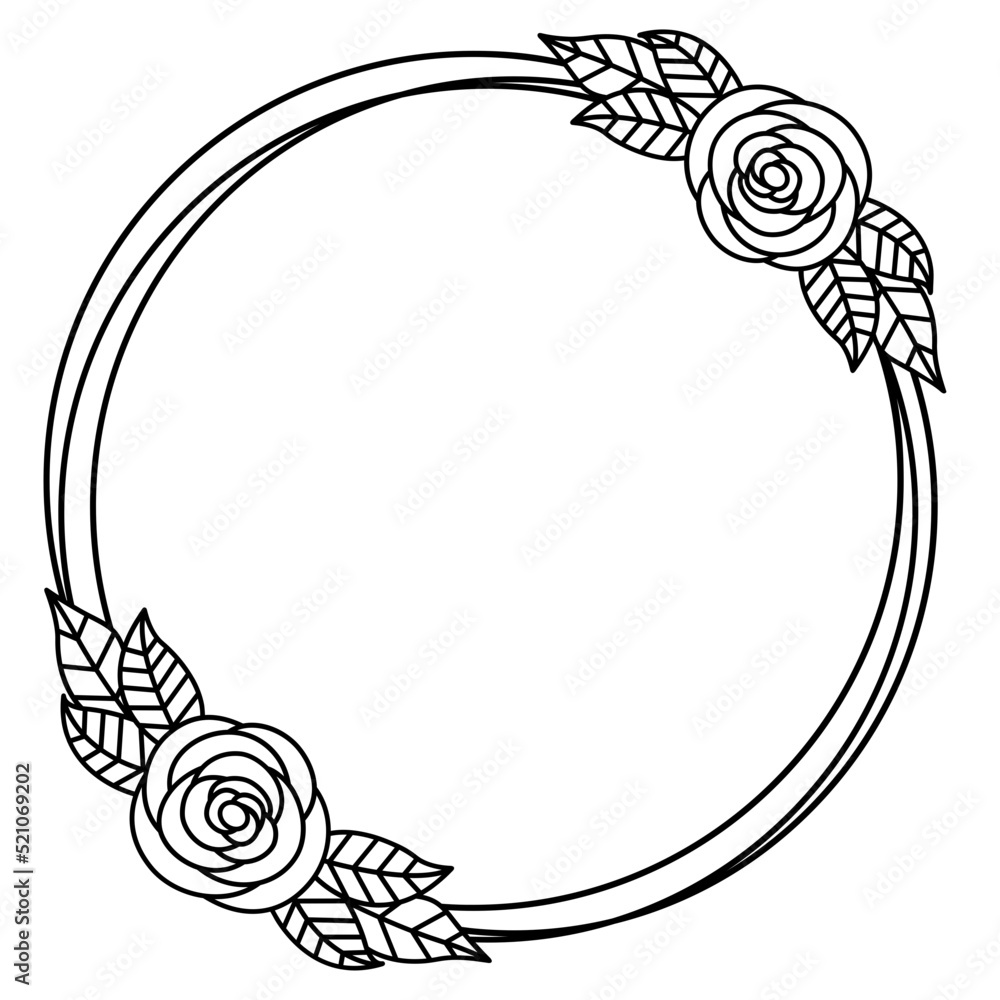 Rose Circle Frame SVG Monogram Border SVG Flower Monogram 