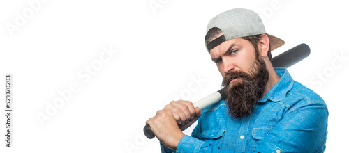 Фотография Violence and aggression concept, man hand holding baseball sport bat