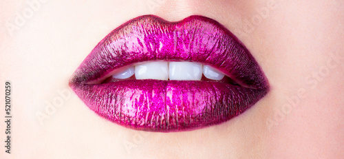 Fotografie, Obraz Sexy plump lips nude lipstick