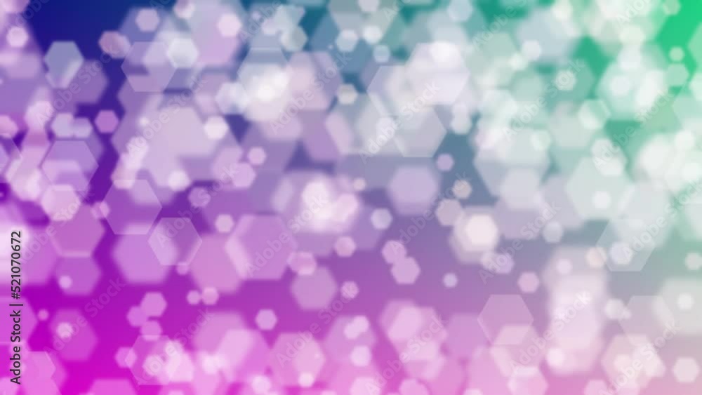 Motion graphics. Beautiful abstract background with gradient from pink to dark blue and similar colors with random bokeh pattern