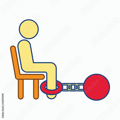shackle icon, pensioner vector, chain and ball illustration