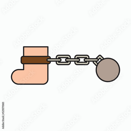 shackle icon, pensioner vector, chain and ball illustration