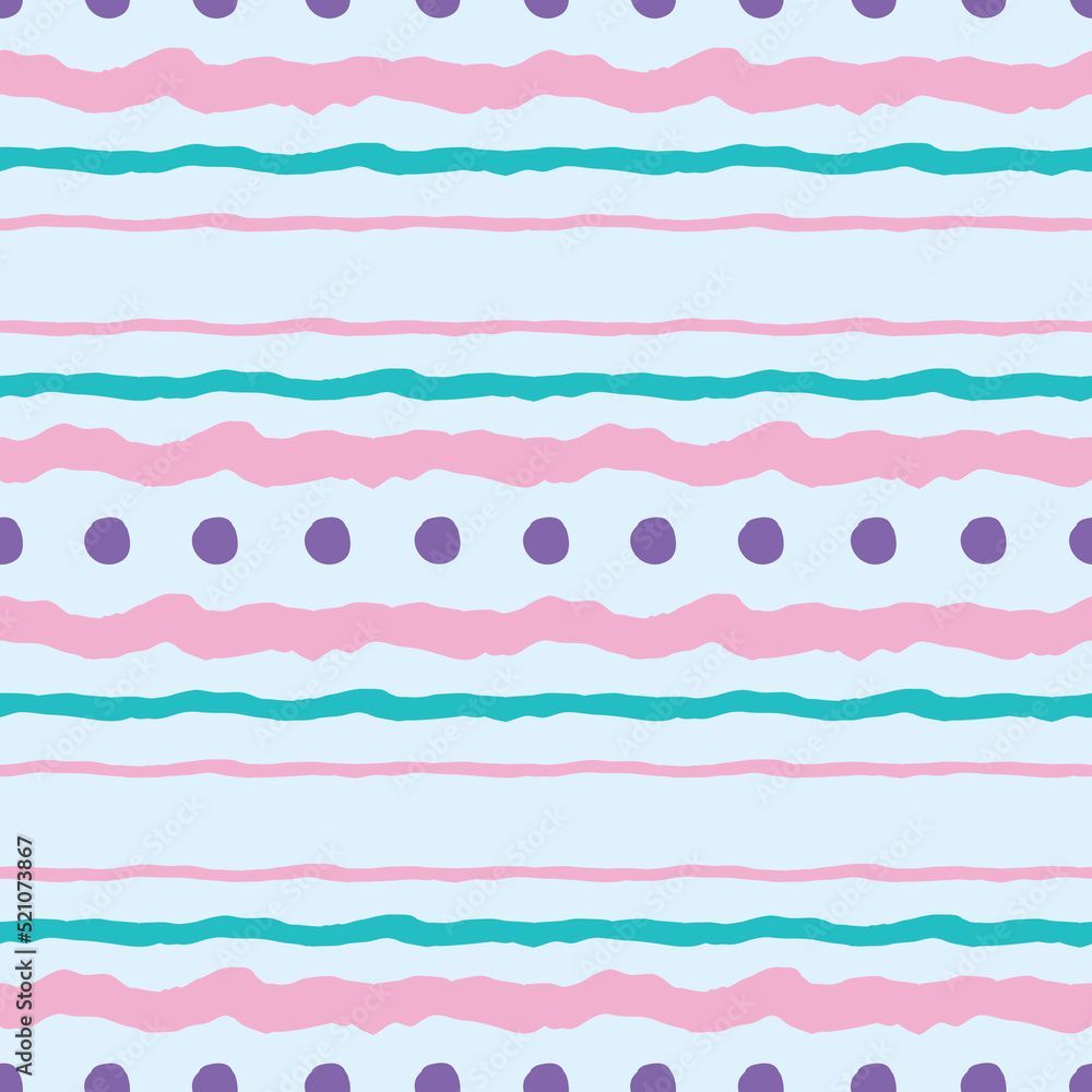 Striped pattern with hand painted bold and thin lines, polka dots in pastel colors. Vector illustration. Perfect for print, scrapbooking, wallpaper, textile, fashion, decor, cover. Striped pattern with hand painted bold and thin lines, polka dots in pastel colors. Vector illustration. Perfect for print, scrapbooking, wallpaper, textile, fashion, decor, cover.