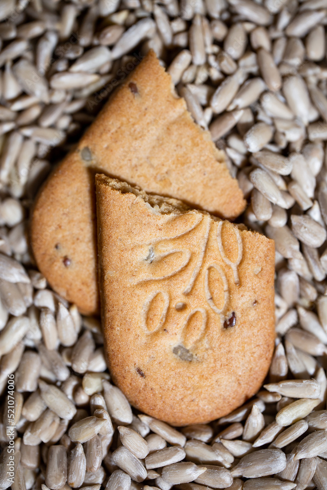 Fototapeta premium healthy dry biscuits with cereals and seeds