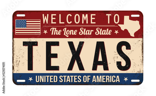 Welcome to Texas vintage rusty license plate