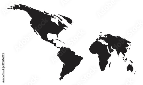 Silhouette black world map. Vector drawing. 