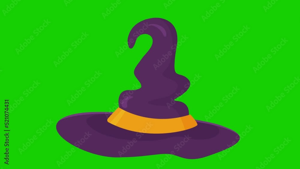 Wizard Hat animation on a green screen. Halloween Wizard Hat with alpha channel. Halloween objects. Key color, color key, alpha channel. Wizard Hat animation on a green screen. Halloween Wizard Hat with alpha channel. Halloween objects. Key color, color key, alpha channel.