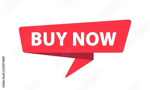 Buy Now - Banner, Speech Bubble, Label, Sticker, Ribbon Template. Vector Stock Illustration