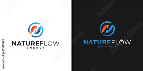 Initial N energy logo. Modern hvac vector design isolated. Gas and oil logo, fire, water, colorful or 3d design premium quality photo