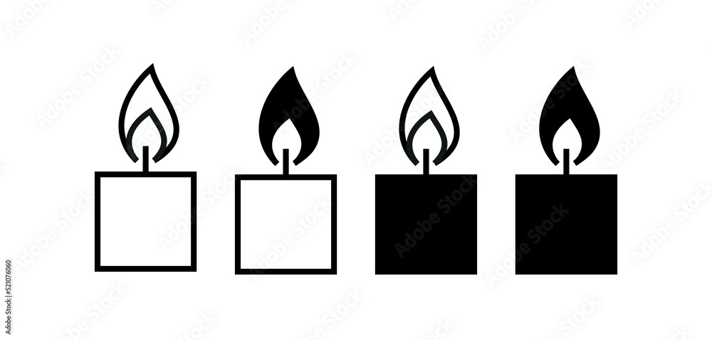 Candle icon. Stylized burning fire. A symbol of light, romance or mourning. Isolated vector illustration on a white background. Candle icon. Stylized burning fire. A symbol of light, romance or mourning. Isolated vector illustration on a white background.