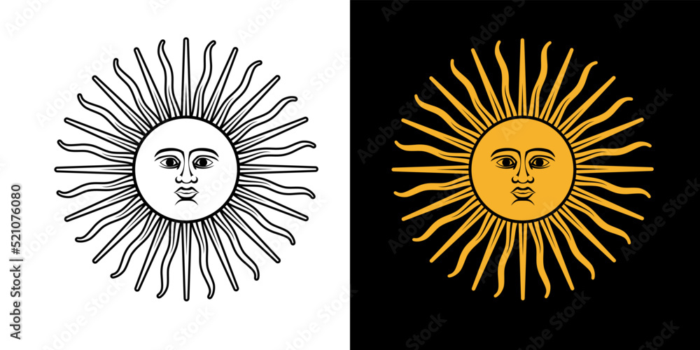 Fototapeta premium Living sun illustration. A symbol of warmth and light. Stylized sun with a face. Isolated vector illustration on a white background.