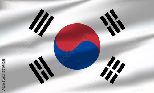 Vector South Korea Flag Waving Realistic Flowing Flags