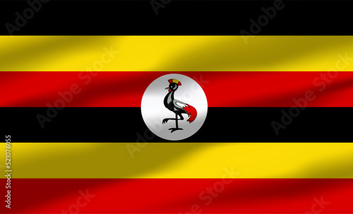 Vector Uganda Flag Waving Realistic Flowing Flags