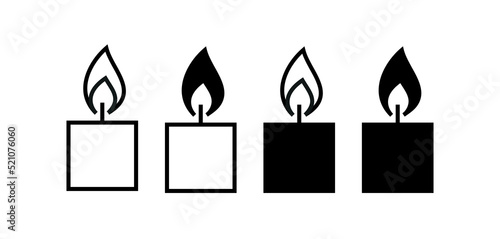 Candle icon. Stylized burning fire. A symbol of light, romance or mourning. Isolated vector illustration on a white background.