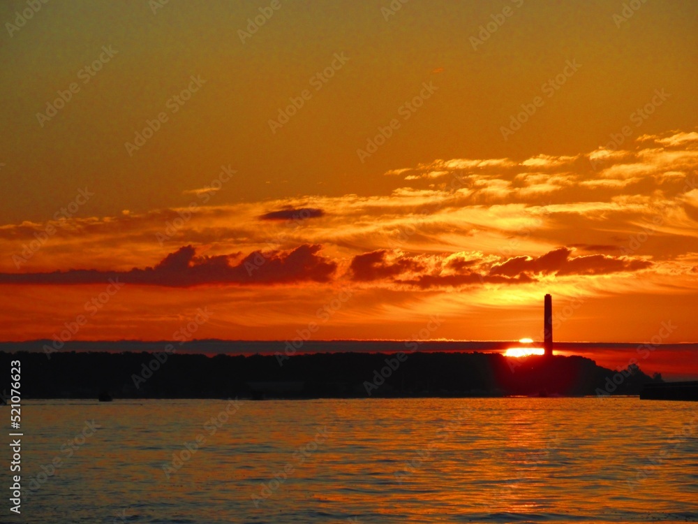 Orange Sunrise over Michigan's Muskegon Lake