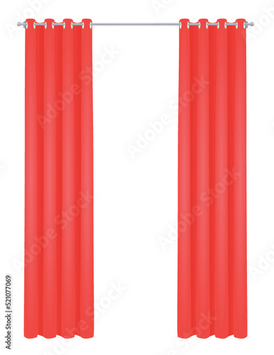 Red home curtain. vector illustration 