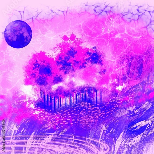 Magic pink land with purple 