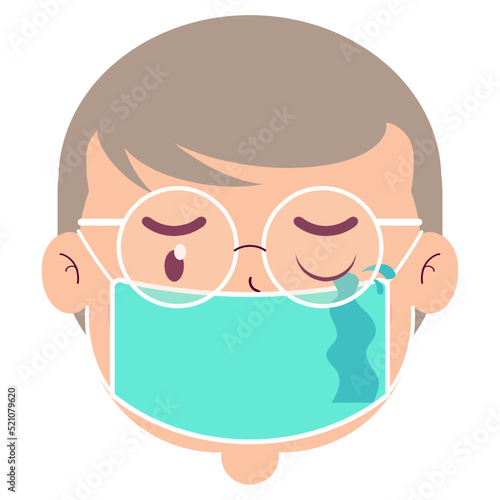 boy wear medical mask cartoon cute