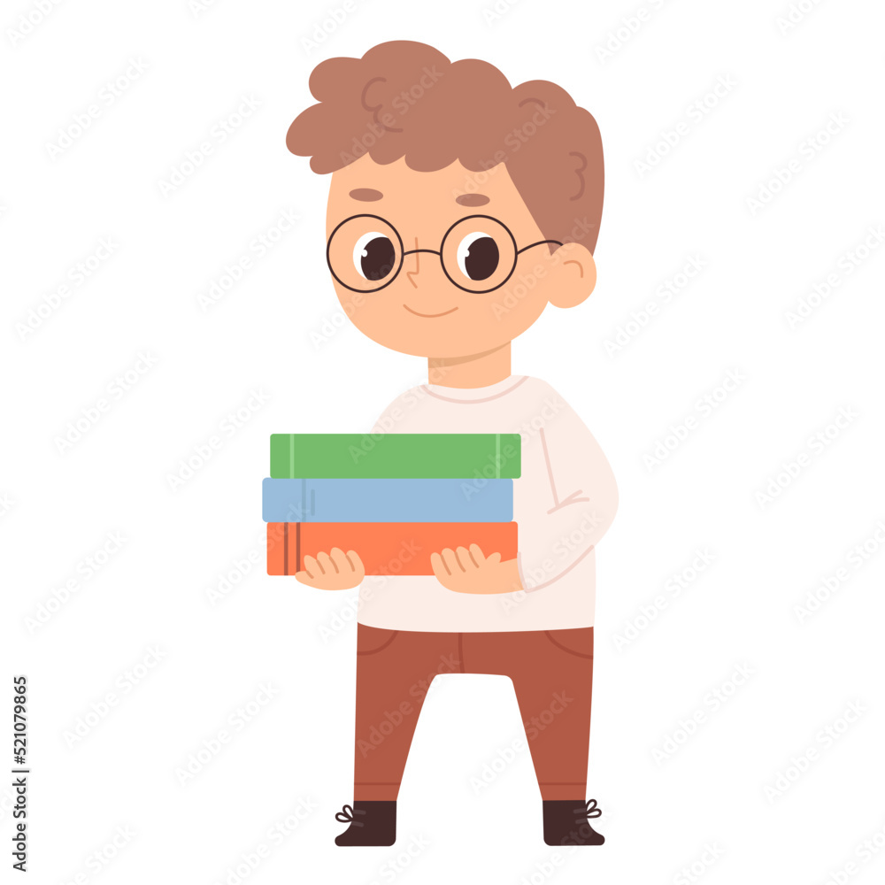 Boy with books. Schoold students with glasses and books. Boy with books. Schoold students with glasses and books.
