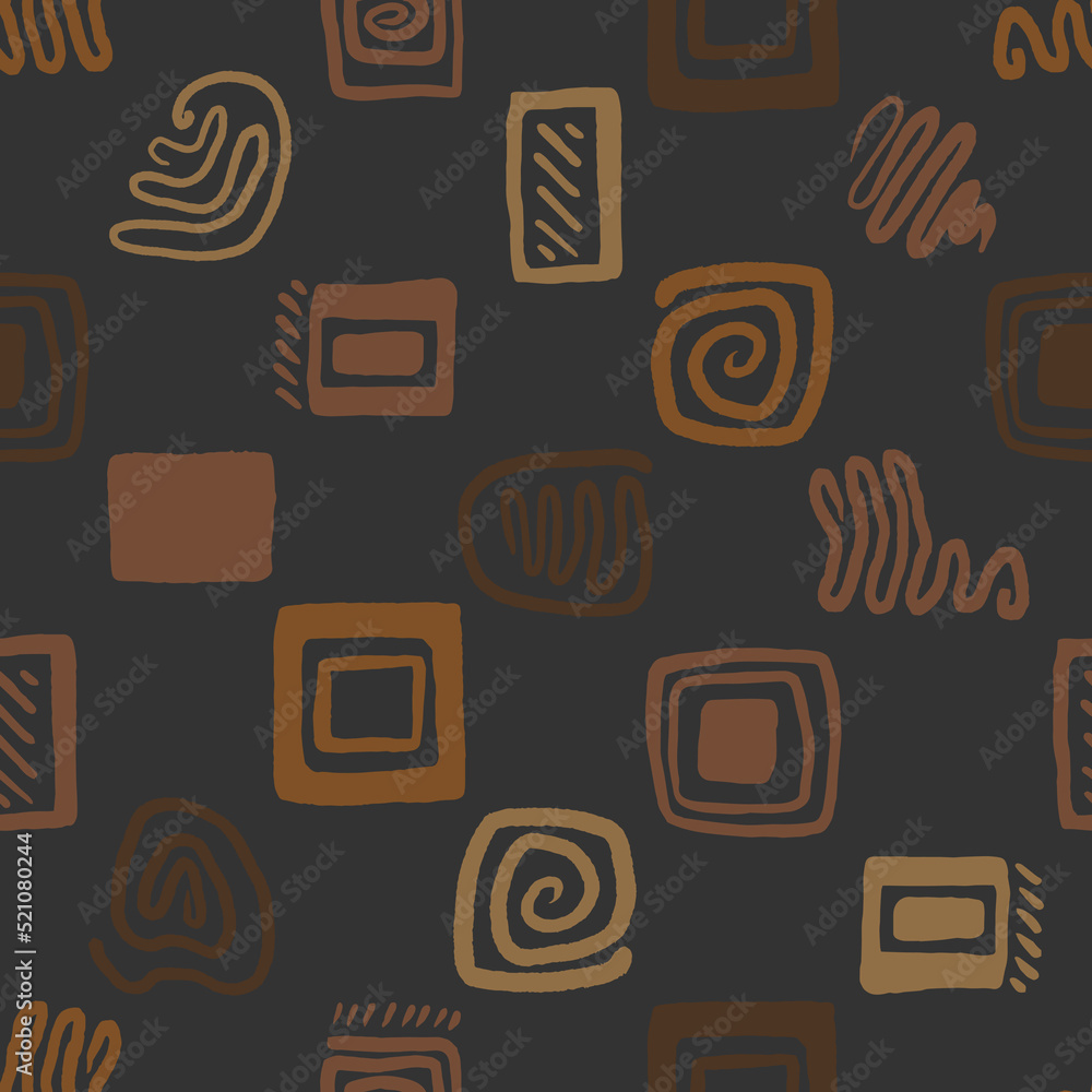 Seamless vector dark beige pattern with abstract elements. Seamless vector dark beige pattern with abstract elements.