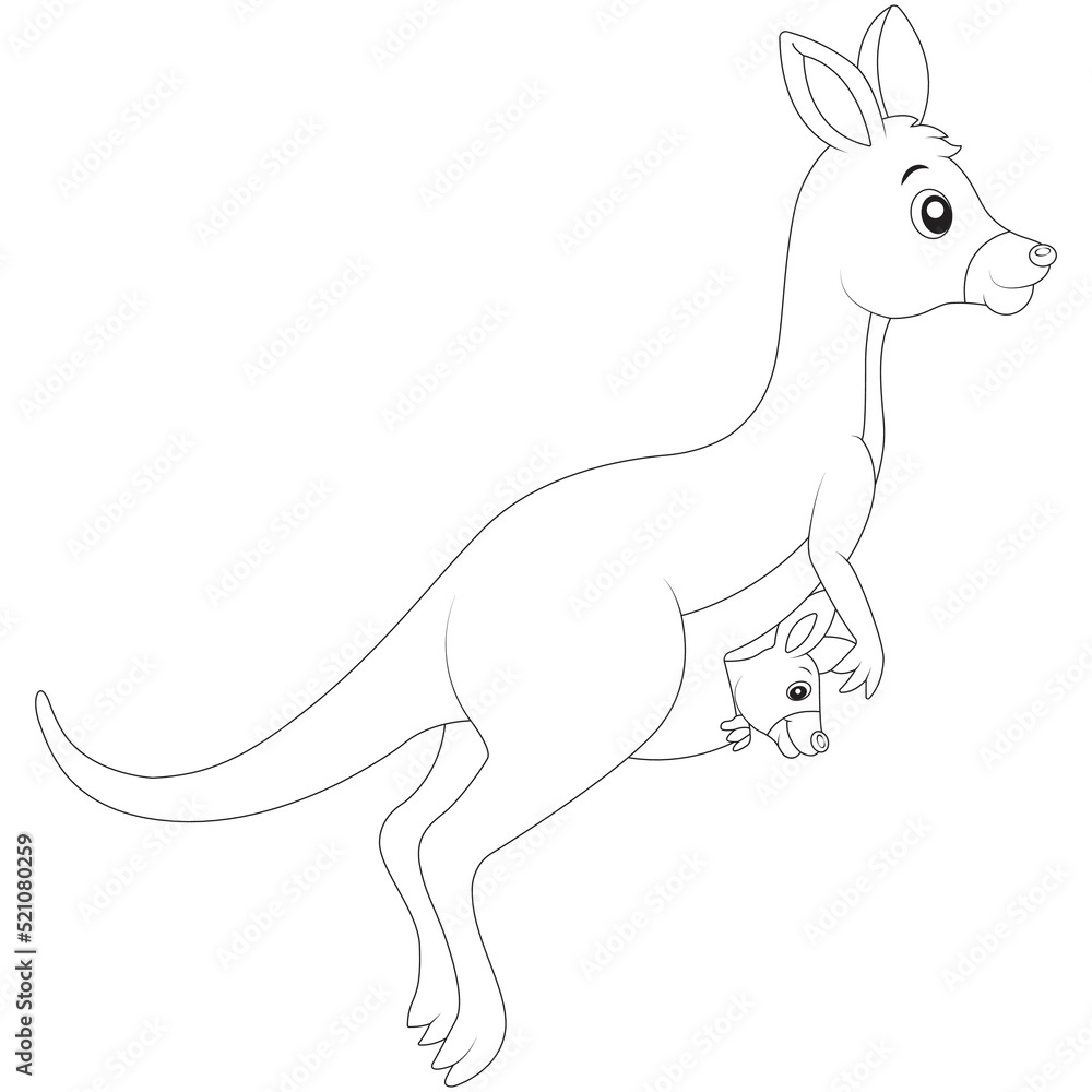 Fototapeta premium funny kangaroo coloring page for page for kids