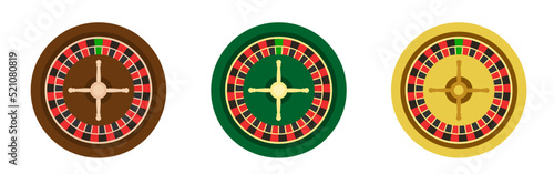 Roulette wheel. Casino roulette wheel. European roulette wheel.  Vector clipart isolated on white background.