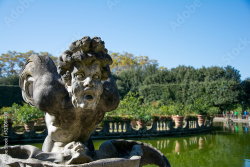 One of the various statues around the Isolotto athe Boboli Gardens in Florence  Italy