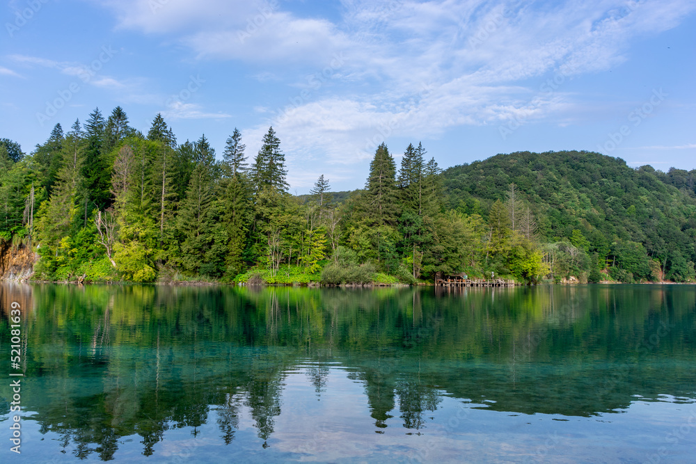 Plitvice lakes in Croatia, beautiful summer landscape with turquoise water