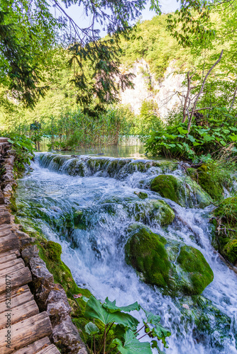 Plitvice lakes in Croatia  beautiful summer landscape with waterfalls