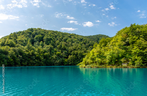 Plitvice lakes in Croatia  beautiful summer landscape with turquoise water