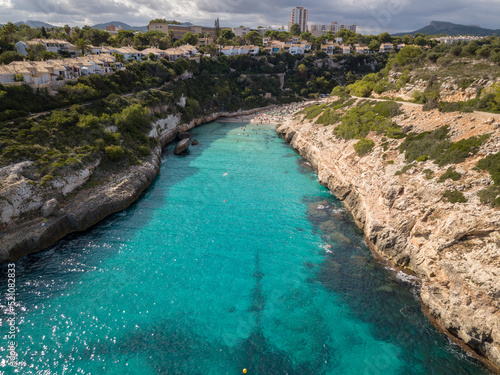 Aerial view over the Antena Beach 