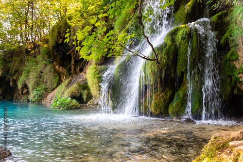 Plitvice lakes in Croatia, beautiful summer landscape with waterfalls