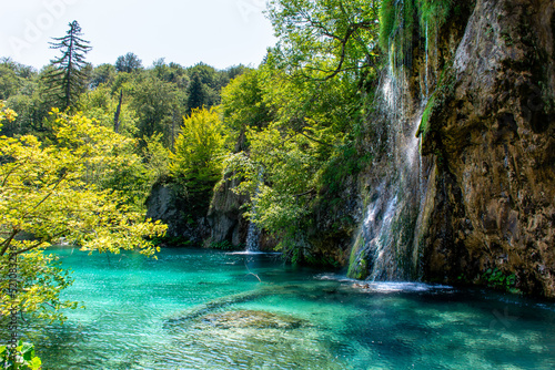 Plitvice lakes in Croatia, beautiful summer landscape with waterfalls