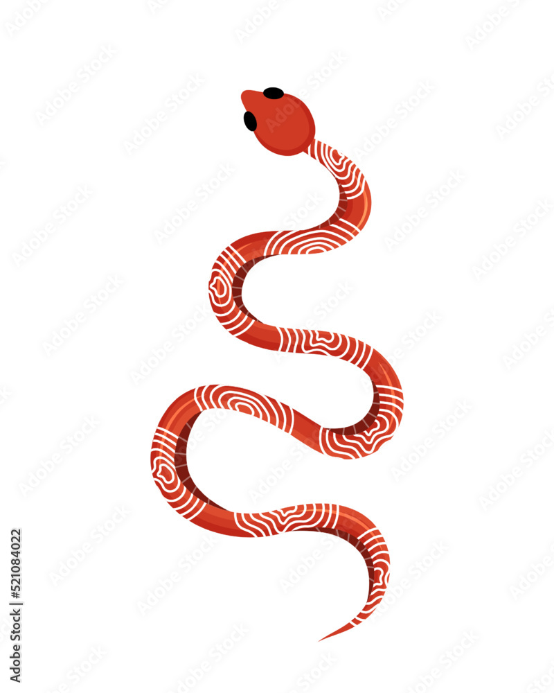 Naklejka premium Colored snake. Tropical exotic rattlesnake. Dangerous poisonous snake. Hand drawn vector illustration.