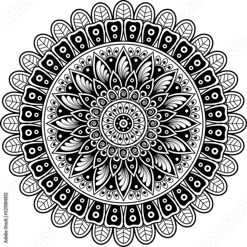 Mandala. Circuit. Floral ornament. Symmetry. Antistress.