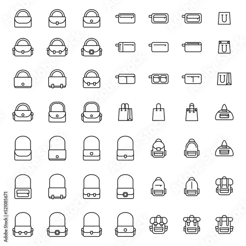 Complete bag icon set, vector illustration