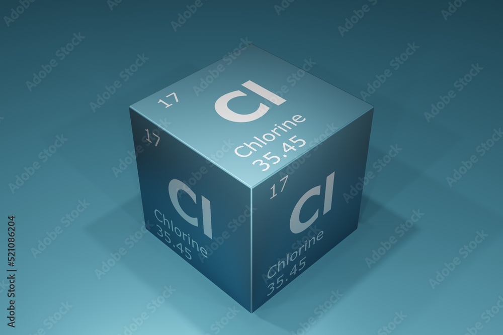 Chlorine, 3D background of symbols of the elements of the periodic table, atomic number, atomic weight, name and symbol. Education, science and technology Chlorine, 3D background of symbols of the elements of the periodic table, atomic number, atomic weight, name and symbol. Education, science and technology