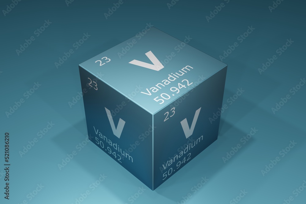 Vanadium, 3D background of symbols of the elements of the periodic table, atomic number, atomic weight, name and symbol. Education, science and technology Vanadium, 3D background of symbols of the elements of the periodic table, atomic number, atomic weight, name and symbol. Education, science and technology