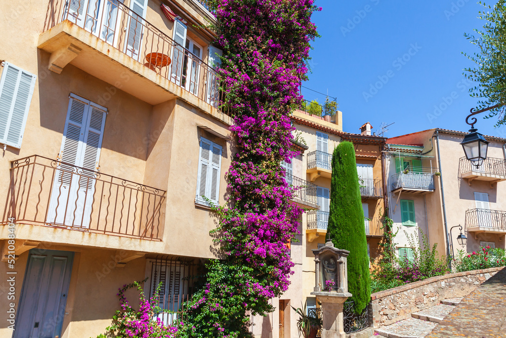 Obraz premium Street view of Cannes, France. Colorful residential houses
