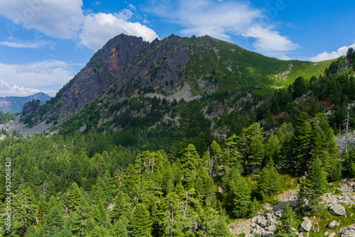 Montenegro. Prokletiye National Park. Summer. Green mountain peak. Popular tourist spot