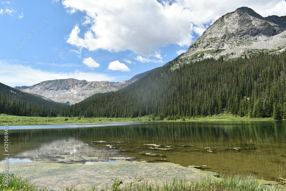 Reflections on an alpine lake