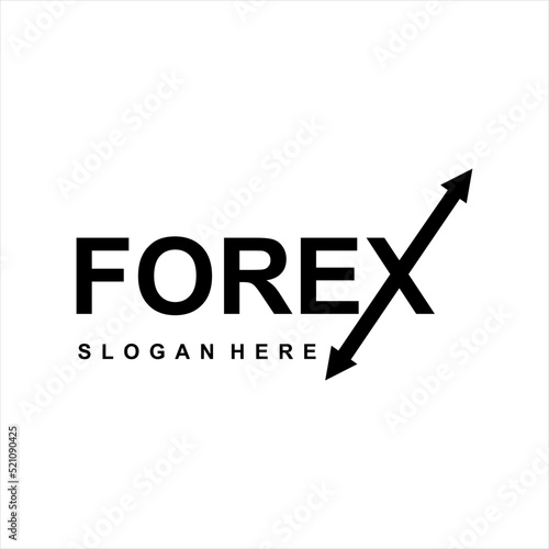 Forex logo. the logo icon shows the rate of rise and fall arrows for Forex. It will also use the investment company, the stock market and the stock market.
