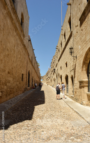 Rhodes, Greece, famous street of knights in the old town center