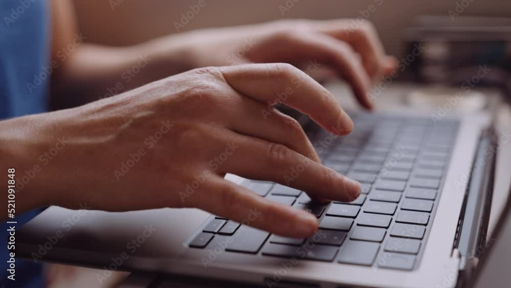 Close-up of Womans Hands Typing on a Laptop While Going by Train Close-up of Womans Hands Typing on a Laptop While Going by Train