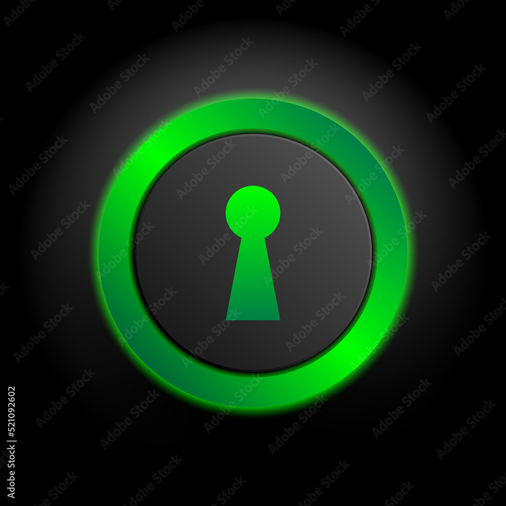 Multimedia web icon, keyhole icon in green button Multimedia web icon, keyhole icon in green button