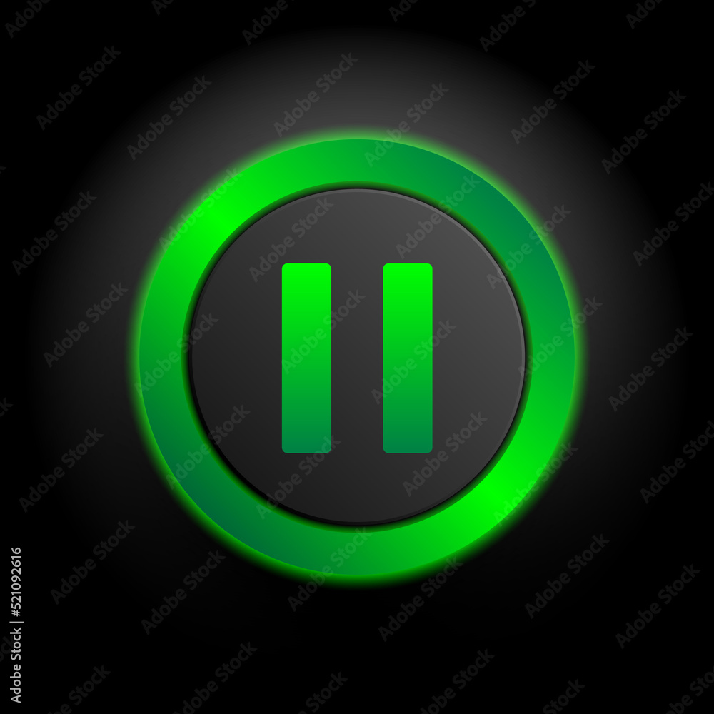 Multimedia web icon, pause icon in green button Multimedia web icon, pause icon in green button